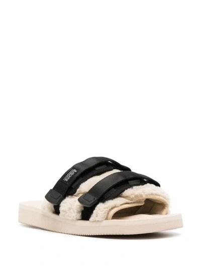 Shop Suicoke Nylon And Eco Fur Slides In Black