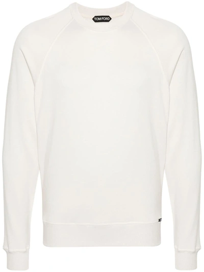 Shop Tom Ford Crew Neck Sweater In White