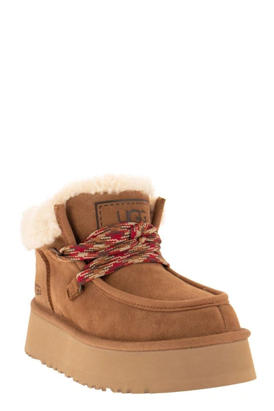 Shop Ugg Funkarra Cabin Cuff - Laced Ankle Boot In Chestnut