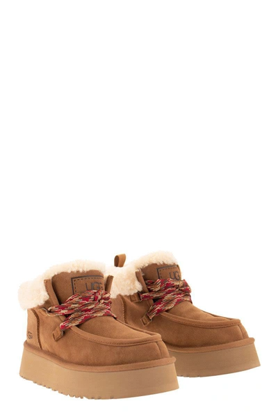 Shop Ugg Funkarra Cabin Cuff - Laced Ankle Boot In Chestnut