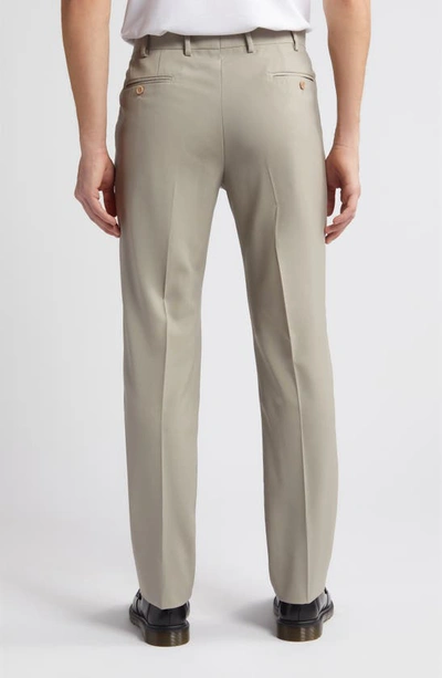 Shop Emporio Armani G-line Flat Front Wool Pants In Beige/ Khaki