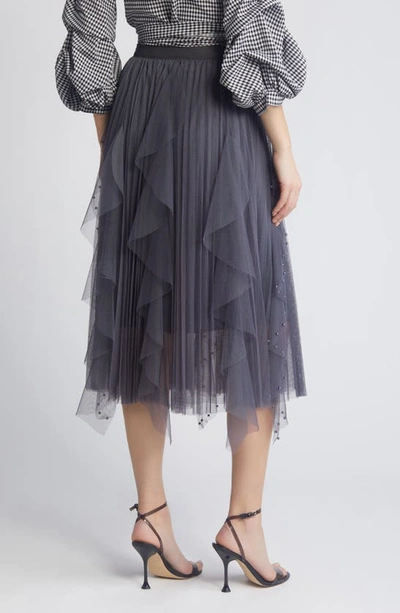Nikki Lund Wendy Beaded Tulle Skirt In Grey