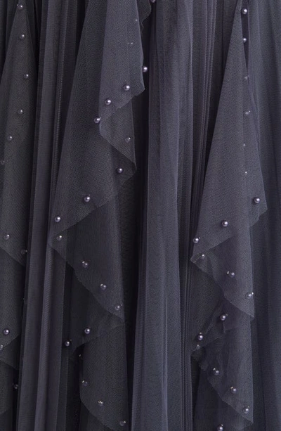 Nikki Lund Wendy Beaded Tulle Skirt In Grey
