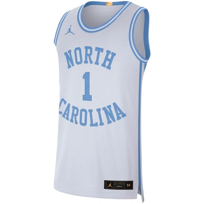 Shop Jordan Brand #1 White North Carolina Tar Heels Retro Limited Jersey