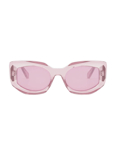 Shop Celine Women's Bold Three Dots 54mm Butterfly Sunglasses In Transparent Light Pink