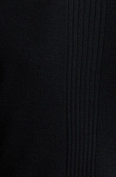 Shop Ganni Embroidered Logo Merino Wool Rib Polo Sweater In Black