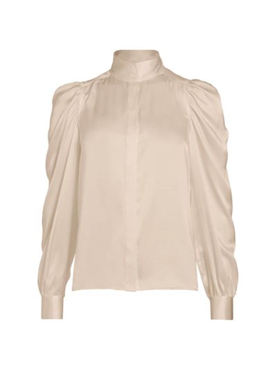 Shop Frame Women's Gillian Silk Puff-sleeve Blouse In Blush