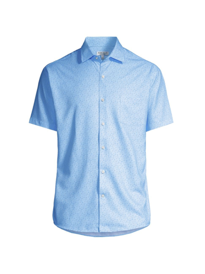 Shop Peter Millar Men's Crown Feeling Koi Performance Poplin Sport Shirt In Cottage Blue