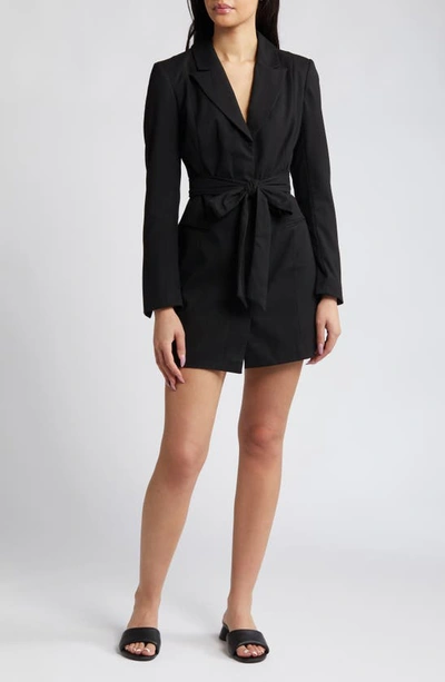 Shop Topshop Long Sleeve Blazer Minidress In Black