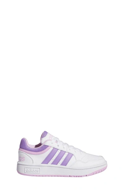 Shop Adidas Originals Kids' Hoops 3.0 Low Top Sneaker In White/ Supplier Colour/ Lilac