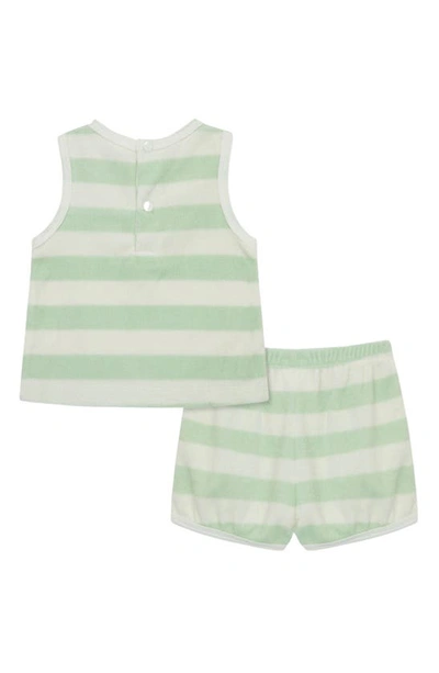 Shop Focus Stripe Organic Cotton Blend French Terry Tank & Shorts Set In Green