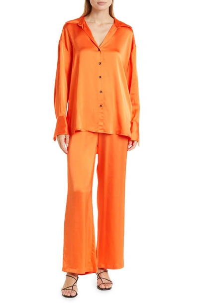 Shop Birgitte Herskind Pinky Satin Pants In Mandarin Red