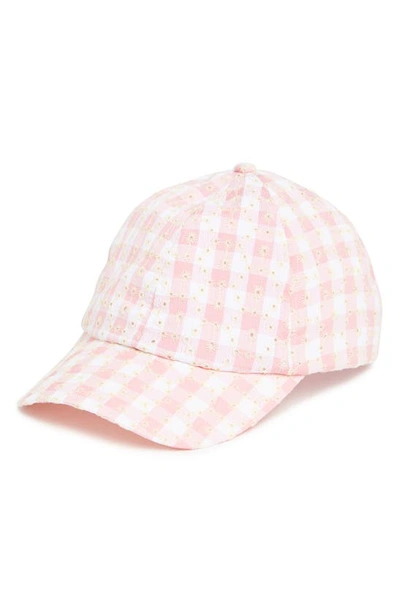 Shop Nordstrom Rack Gingham Baseball Cap In Pink Combo