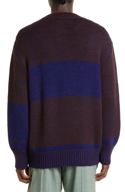 Marni Intarsia-knit-logo Virgin-wool Sweater In Coffee