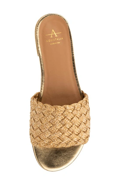 Shop Aquatalia Tatia Raffia Slide Sandal In Natural/ Gold