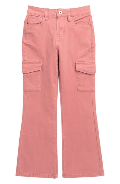 Shop Ymi Kids' Stretch Cotton Twill Cargo Pants In Mauve