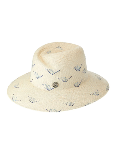 Shop Maison Michel Women's Virginie Woven Straw Panama Hat In Natural Blue