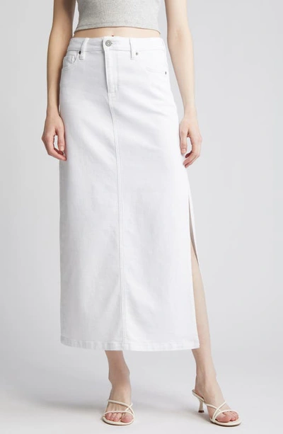 Hidden Jeans Side Slit Midi Denim Skirt In White