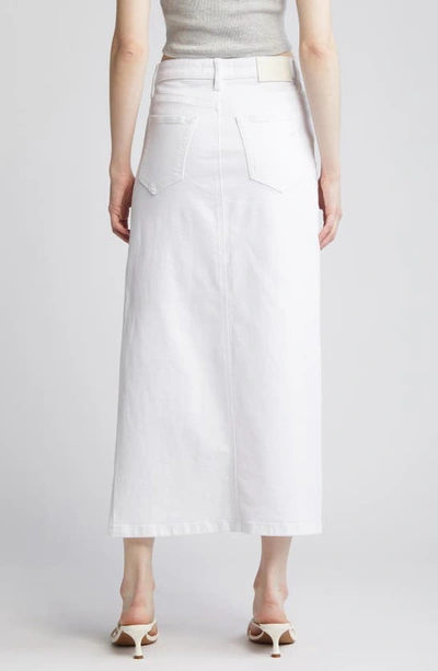 Hidden Jeans Side Slit Midi Denim Skirt In White