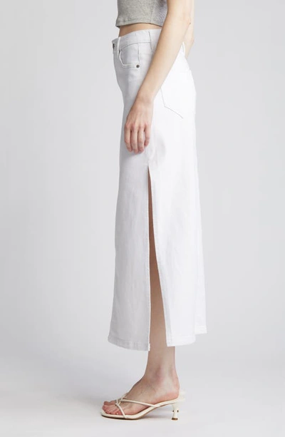 Hidden Jeans Side Slit Midi Denim Skirt In White