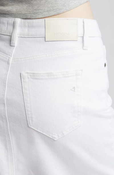 Hidden Jeans Side Slit Midi Denim Skirt In White