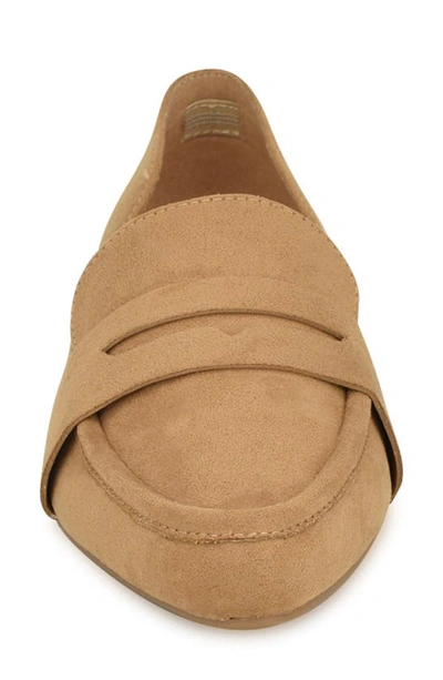 Shop Nine West Andes D'orsay Penny Loafer In Cognac Fauc Suede