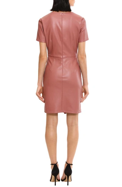 Shop Donna Morgan For Maggy Ruched Faux Leather Dress In Dusty Rose