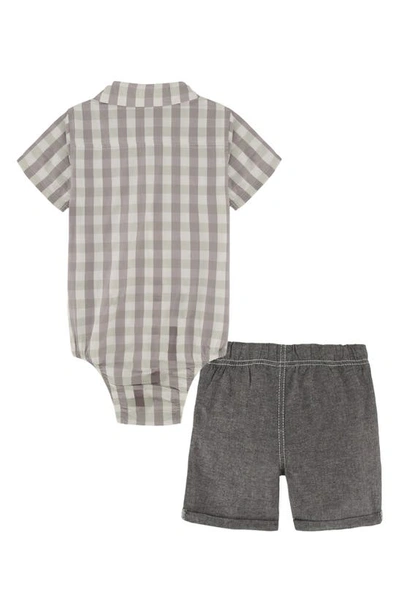 Shop Calvin Klein Bodysuit & Pull-on Shorts Set In Gray