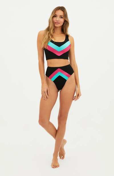 Beach Riot Chevrons Colorblock Sports Bra In Tidal Colorblock