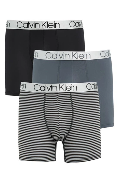 Shop Calvin Klein 3-pack Performance Boxer Briefs In Gb9 Turbulence/