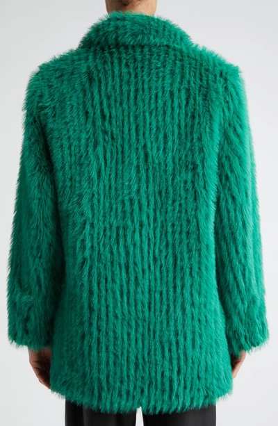 Shop Stand Studio Zenni Double Breasted Faux Fur Jacket In Jade Green