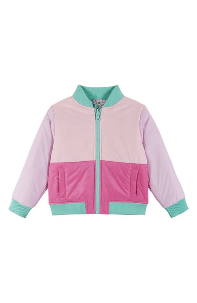 Shop Andy & Evan Kids' Reversible Bomber Jacket In Pink Color Block