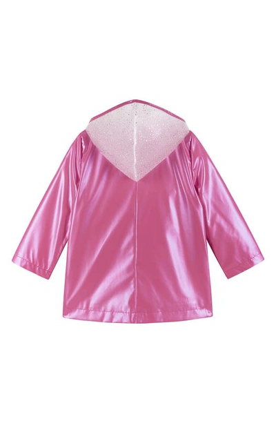 Shop Andy & Evan Kids' Sparkle Hooded Rain Jacket In Pink Sparkle