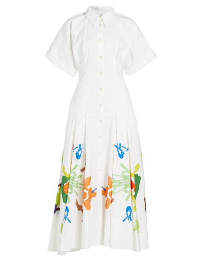 Shop Rosie Assoulin Women's Jolly 'oliday Seer-suckered Plaid Shirtdress In White Multi