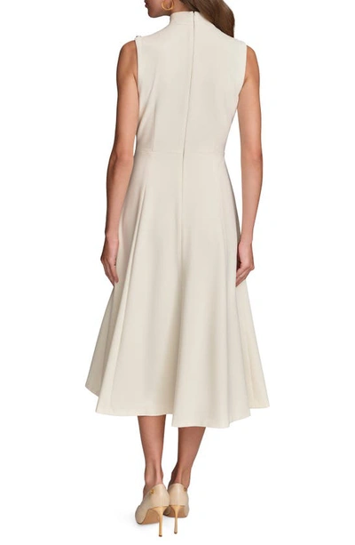 Donna Karan Mock Neck Sleeveless Midi A-line Dress In Cream
