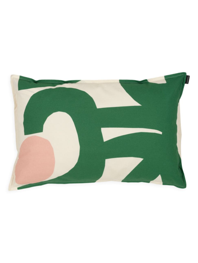 Shop Marimekko Pieni Seppel Cushion Cover In Offwhite Green Pink