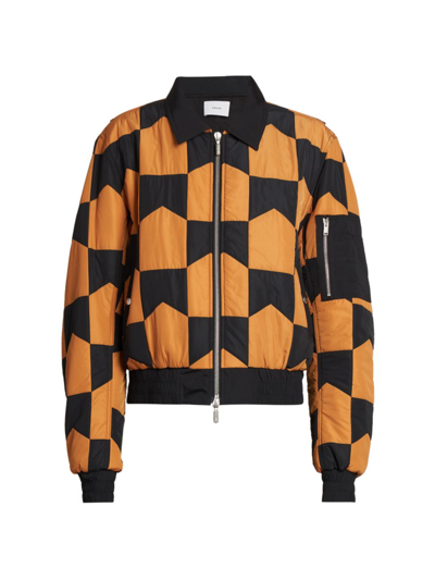Shop Rhude Men's Chevron Quilted Jacket In Black Orange