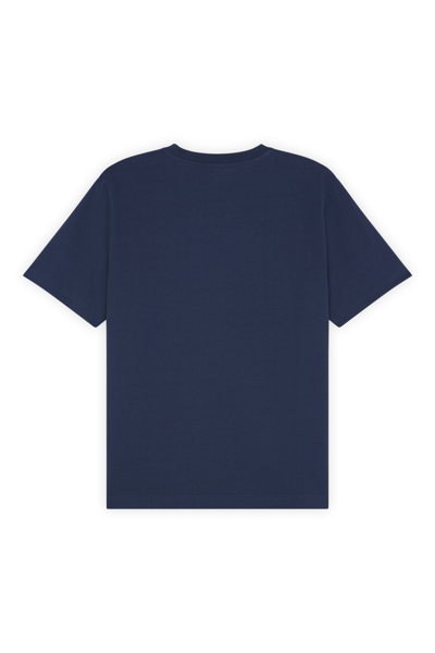 Shop Maison Kitsuné Bold Fox Head Patch Comfort Tee Shirt In Ink Blue