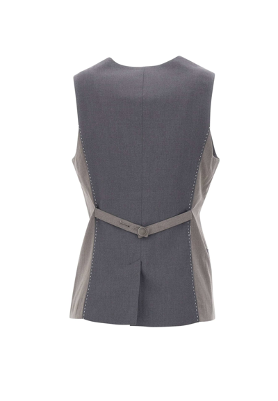 Shop Remain Birger Christensen Two Color Viscose And Wool Waistcoat In Grey