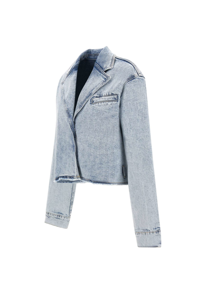 Shop Remain Birger Christensen Cropped Denim Jacket In Blue