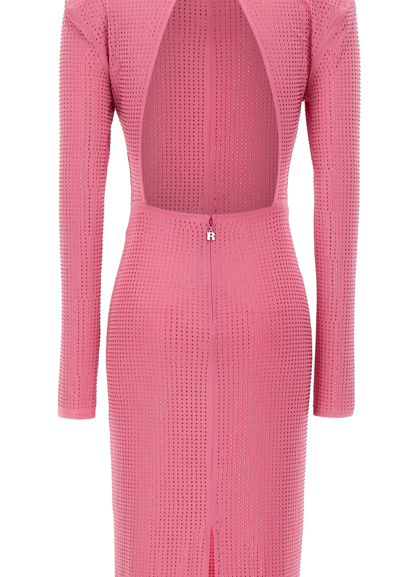 Shop Rotate Birger Christensen Embellished Fitted Dress In Pink