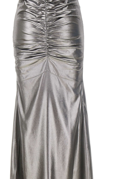 Shop Rotate Birger Christensen Metallic Maxi Train Skirt Skirt In Silver