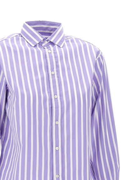 Shop Polo Ralph Lauren Cotton Shirt Classics In Purple-white