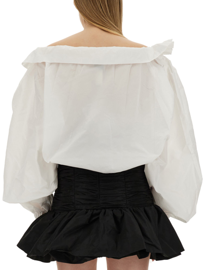 Shop Patou Top With Balloon Sleeves In Bianco