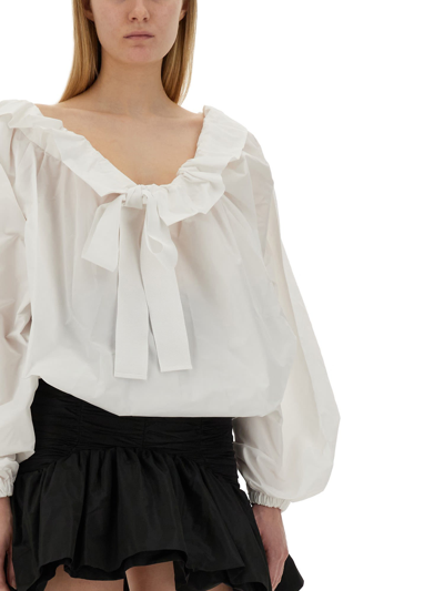 Shop Patou Top With Balloon Sleeves In Bianco