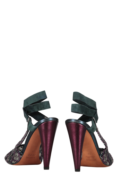 Shop Missoni Heeled Leather Sandals In Multicolor