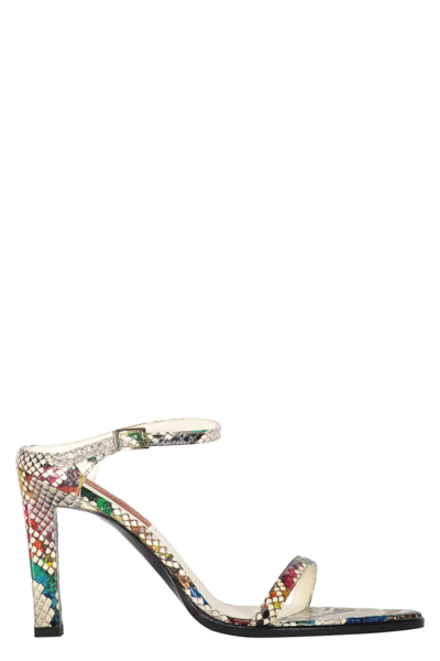 Shop Missoni Snakeskin Print Leather Mules In Multicolor