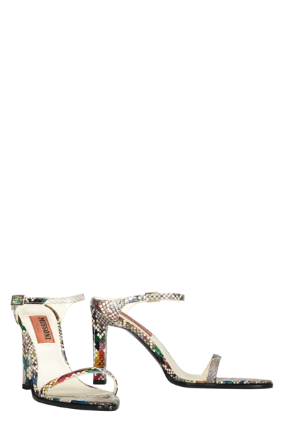 Shop Missoni Snakeskin Print Leather Mules In Multicolor