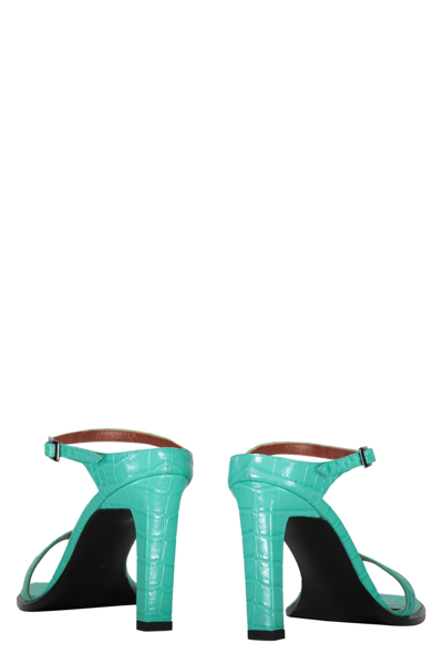 Shop Missoni Leather Mules In Green