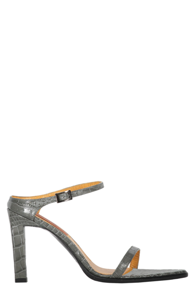 Shop Missoni Leather Mules In Grey